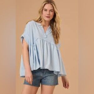 Altar'd State Light Blue Flowing Peasant Blouse